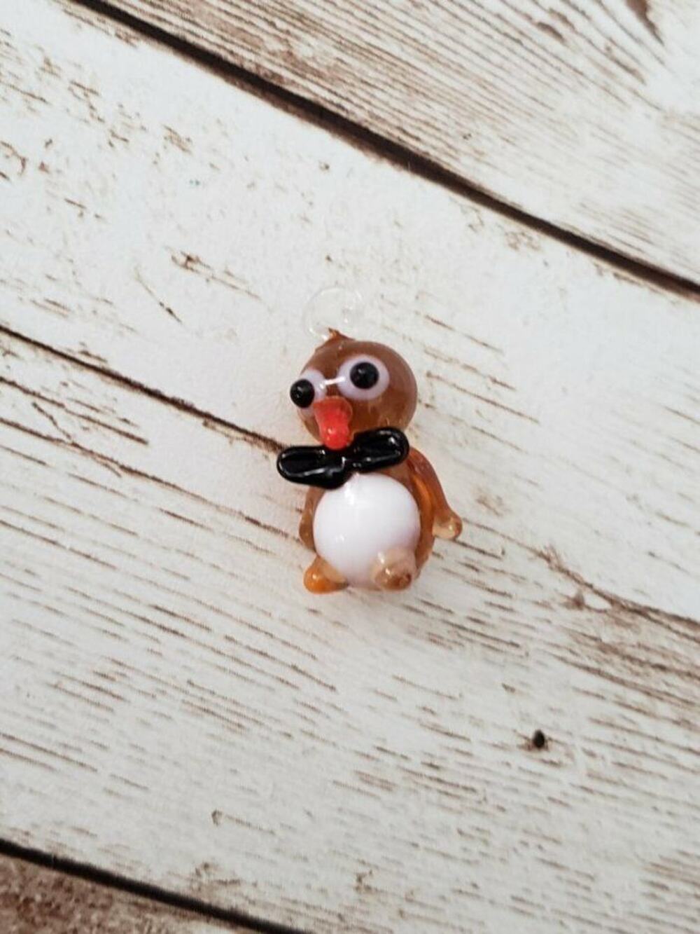 Handmade Glass Orange Penguin Pendant - New